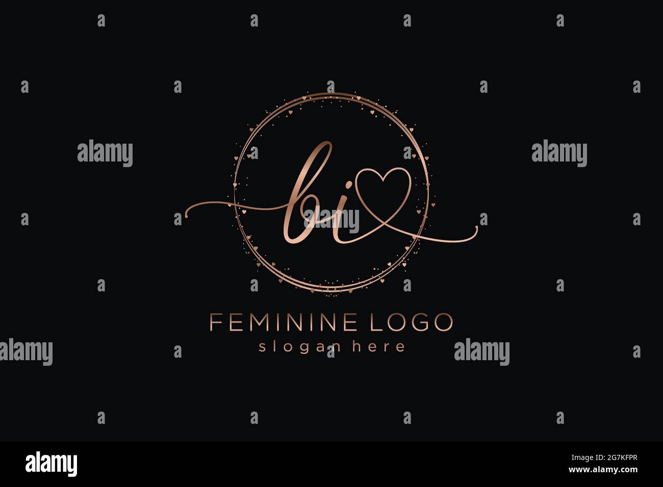 BI handwriting logo with circle template vector logo of initial wedding ...