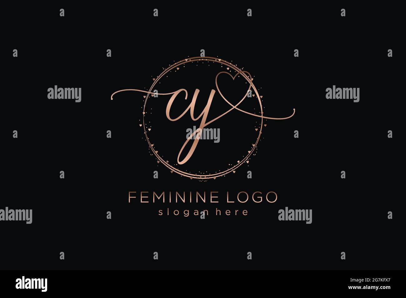 CY handwriting logo with circle template vector logo of initial wedding, fashion, floral and botanical with creative template. Stock Vector
