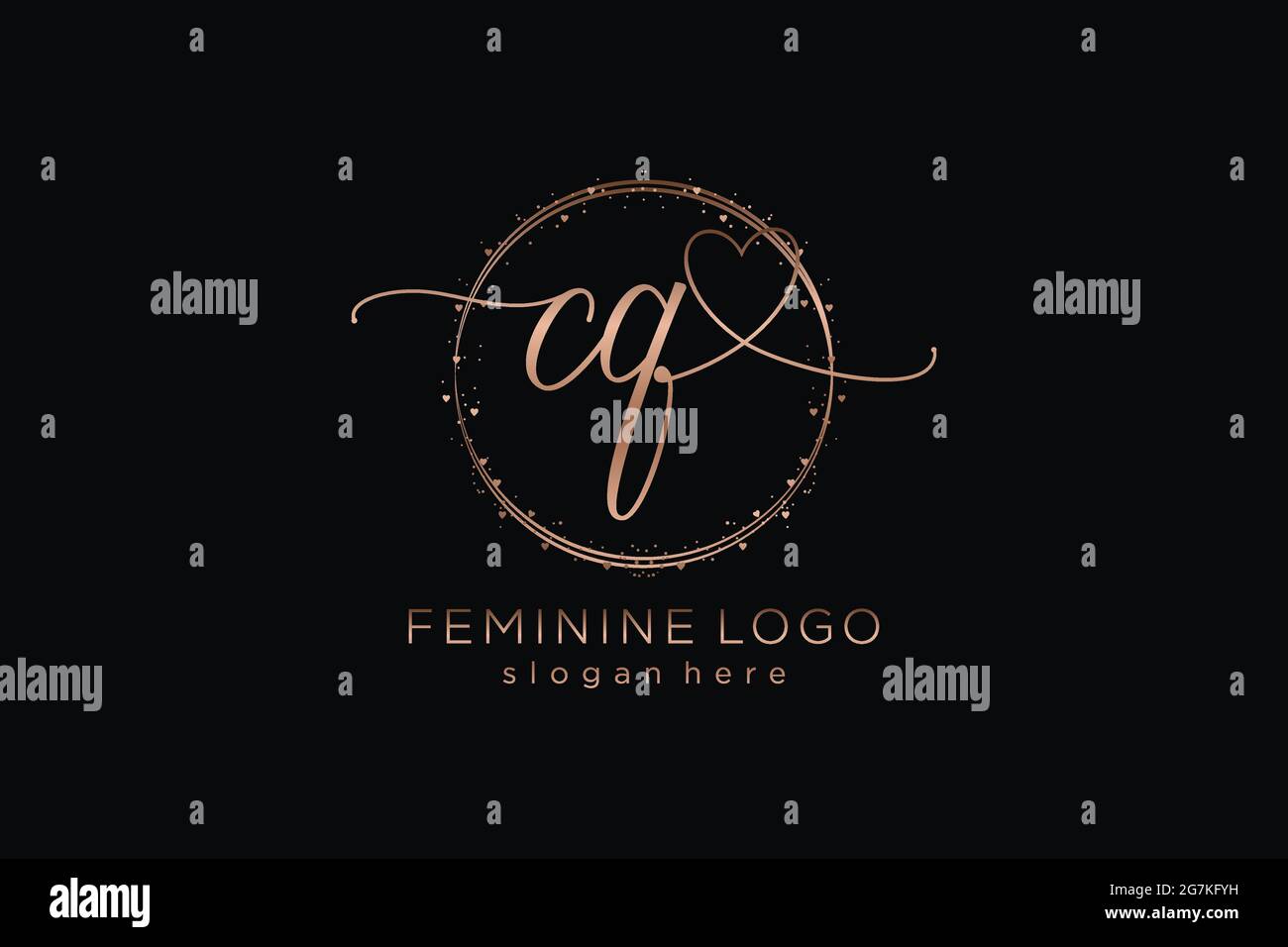 CQ handwriting logo with circle template vector logo of initial wedding ...