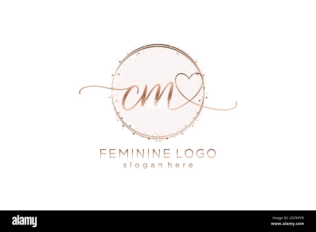 CM handwriting logo with circle template vector logo of initial wedding, fashion, floral and botanical with creative template. Stock Vector