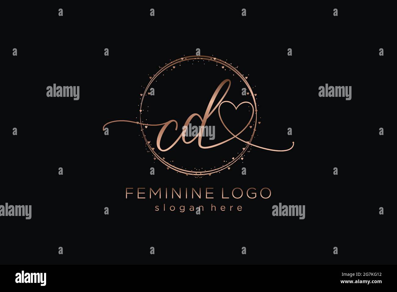 CD handwriting logo with circle template vector logo of initial wedding ...