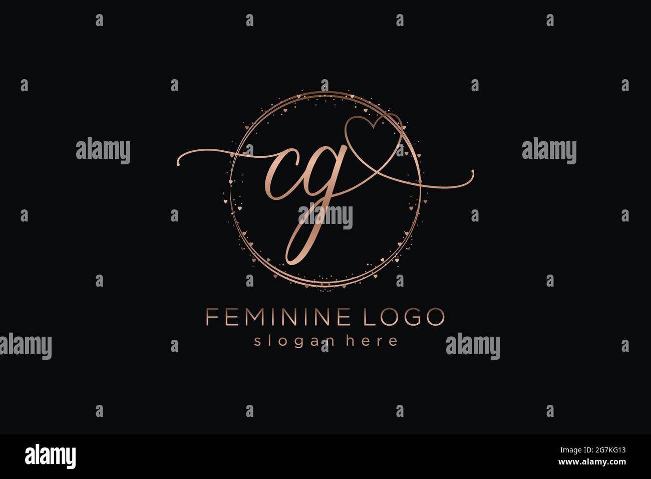 CG handwriting logo with circle template vector logo of initial wedding, fashion, floral and botanical with creative template. Stock Vector