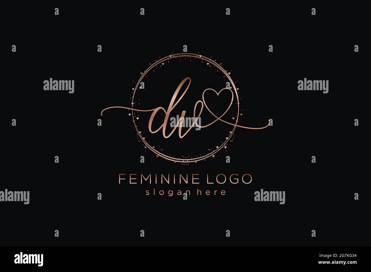 DV handwriting logo with circle template vector logo of initial wedding ...