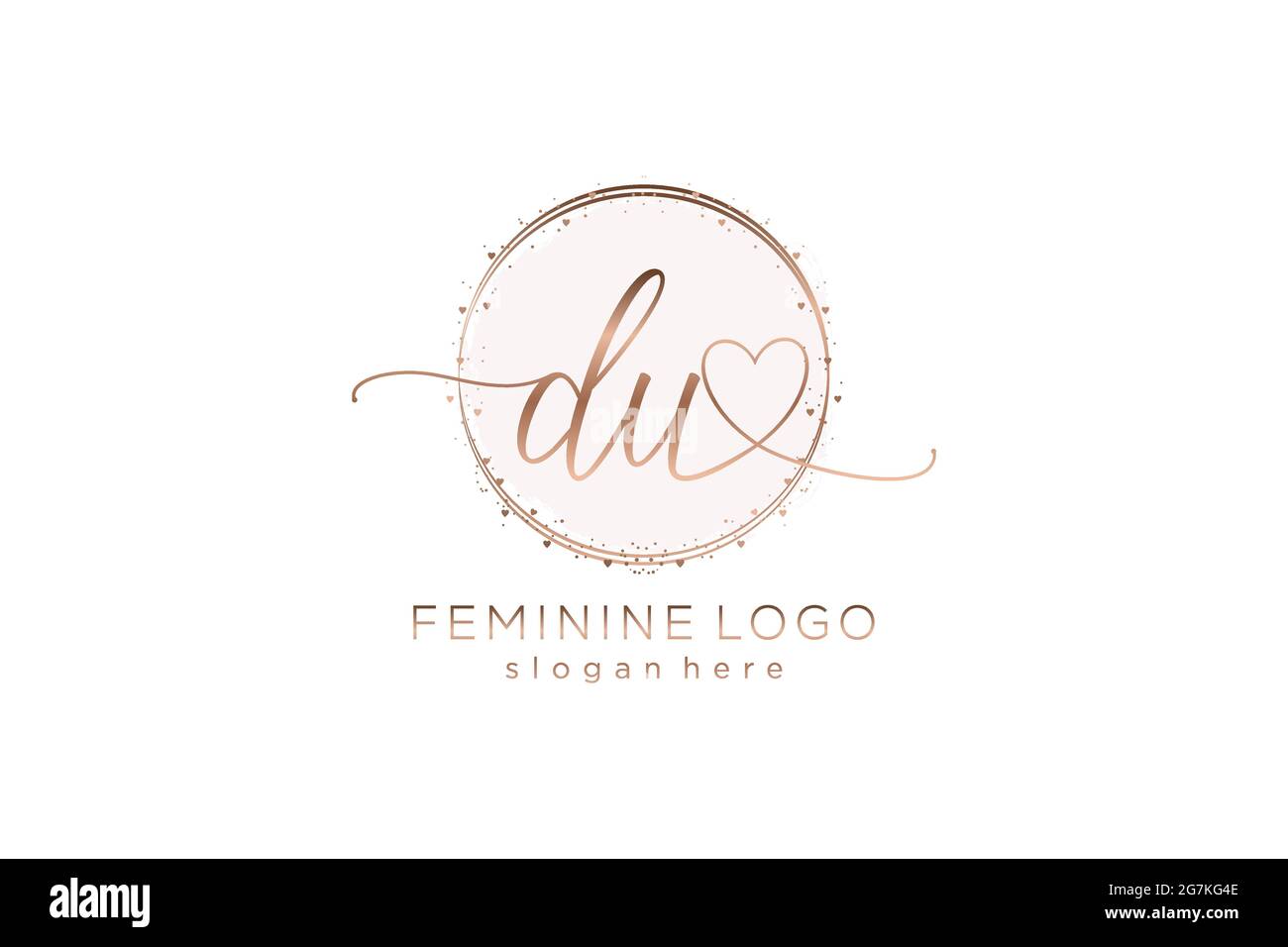 DU handwriting logo with circle template vector logo of initial wedding, fashion, floral and botanical with creative template. Stock Vector