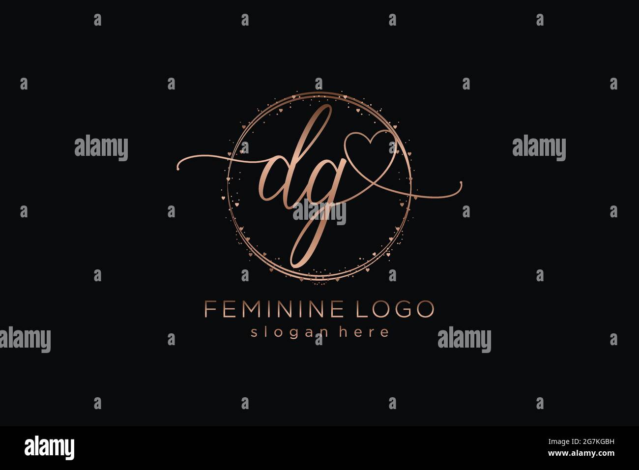 DG handwriting logo with circle template vector logo of initial wedding ...