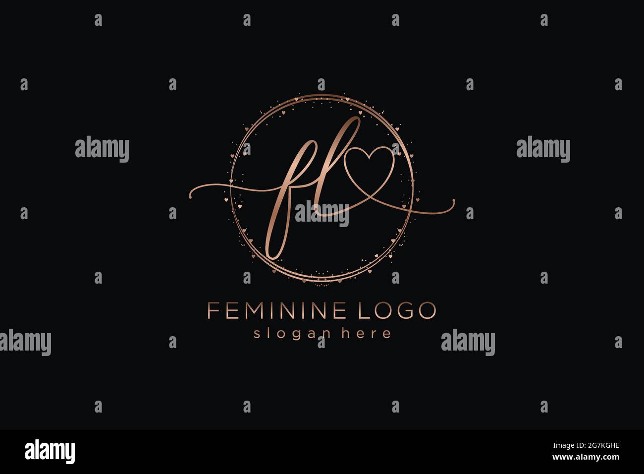 FL handwriting logo with circle template vector logo of initial wedding, fashion, floral and botanical with creative template. Stock Vector