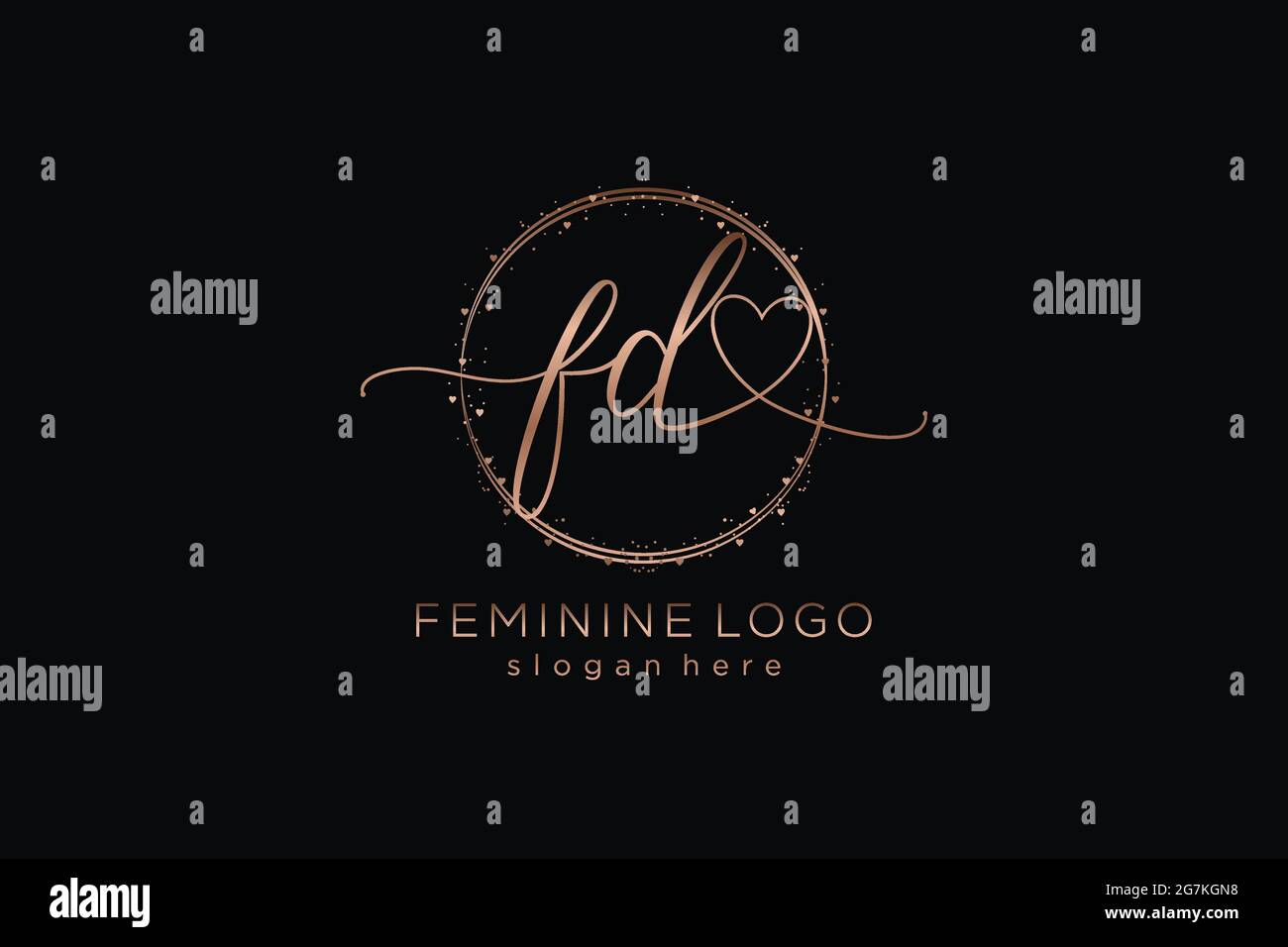 FD handwriting logo with circle template vector logo of initial wedding ...