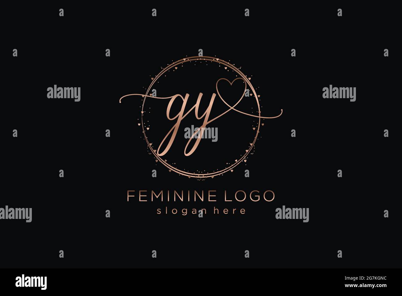 GY handwriting logo with circle template vector logo of initial wedding, fashion, floral and botanical with creative template. Stock Vector