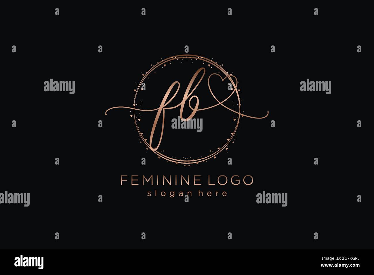 FB handwriting logo with circle template vector logo of initial wedding ...