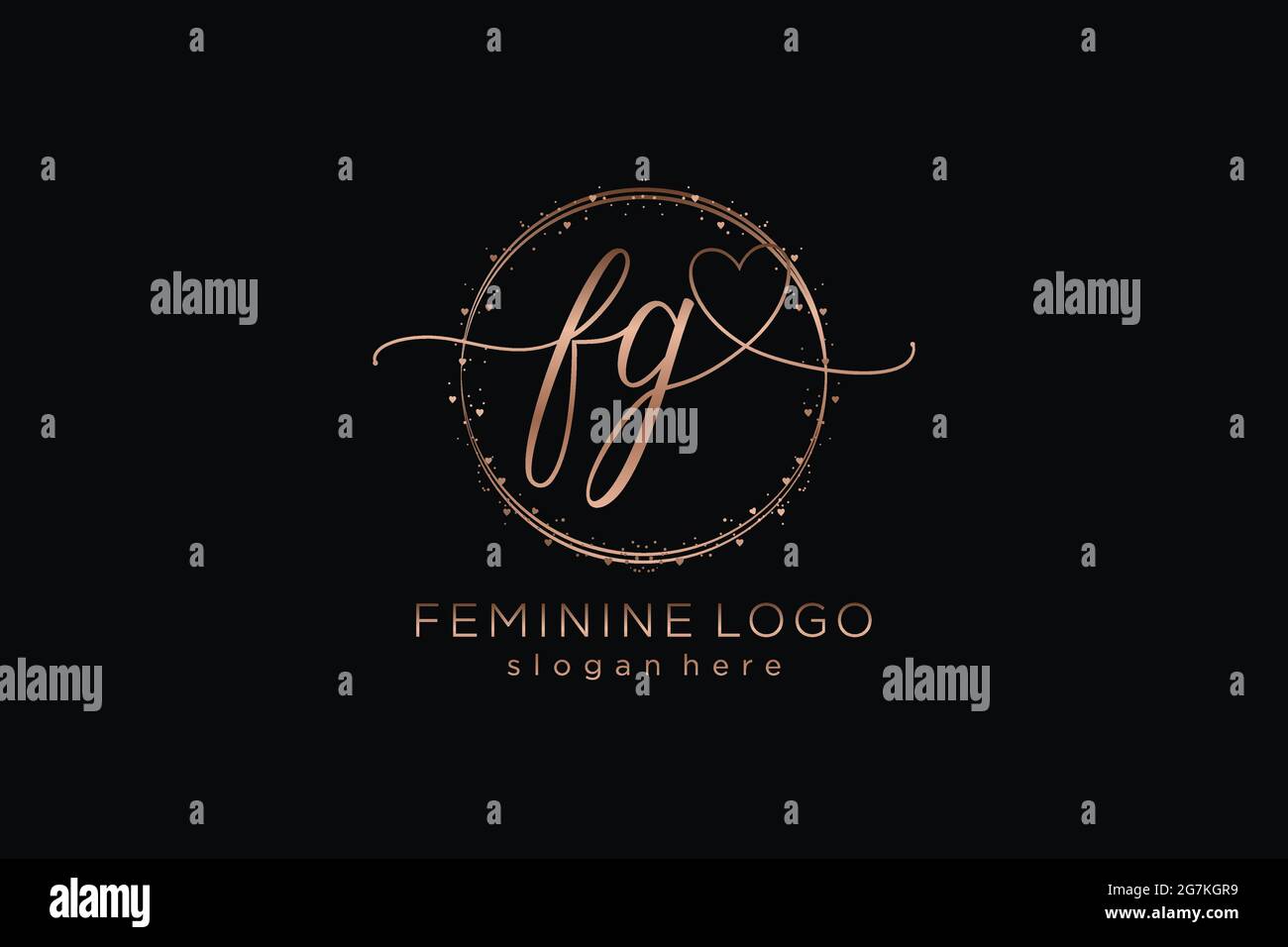 FG handwriting logo with circle template vector logo of initial wedding, fashion, floral and botanical with creative template. Stock Vector