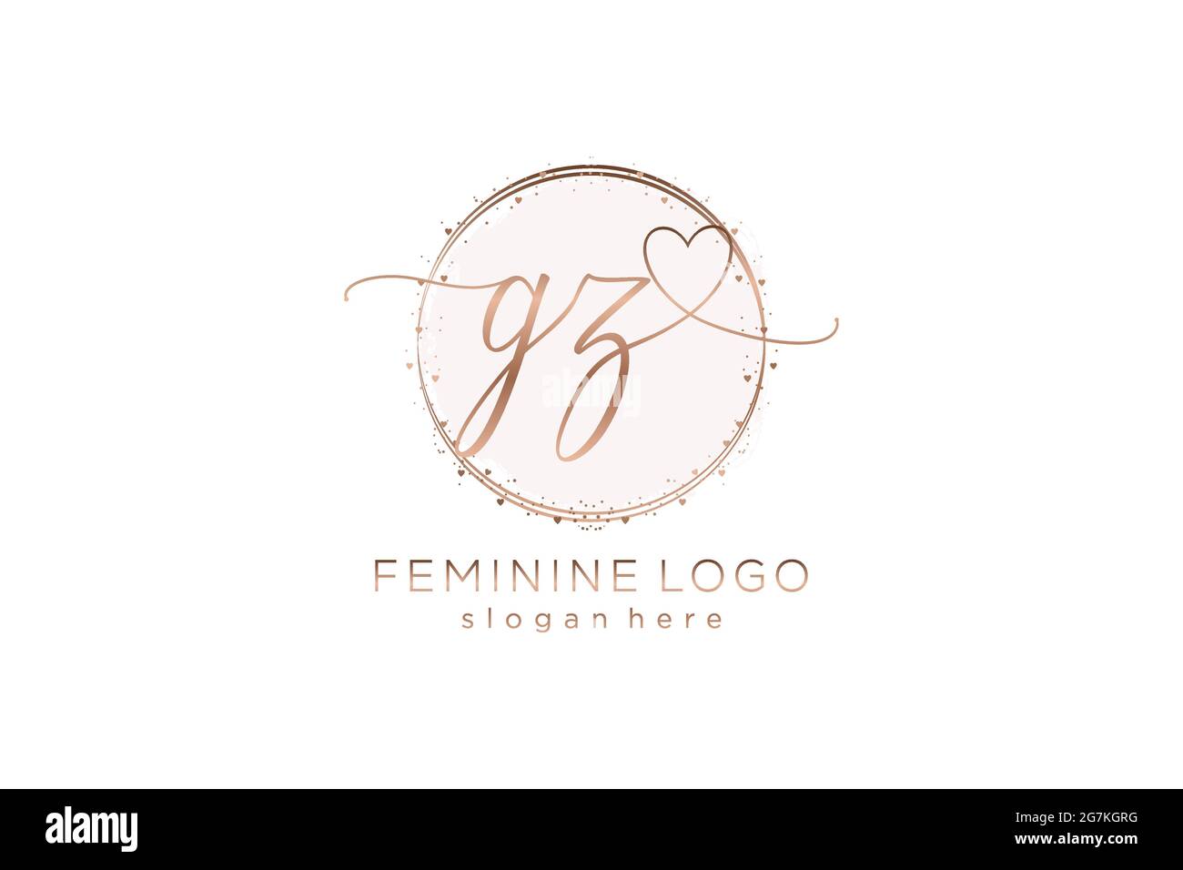 GZ handwriting logo with circle template vector logo of initial wedding, fashion, floral and botanical with creative template. Stock Vector