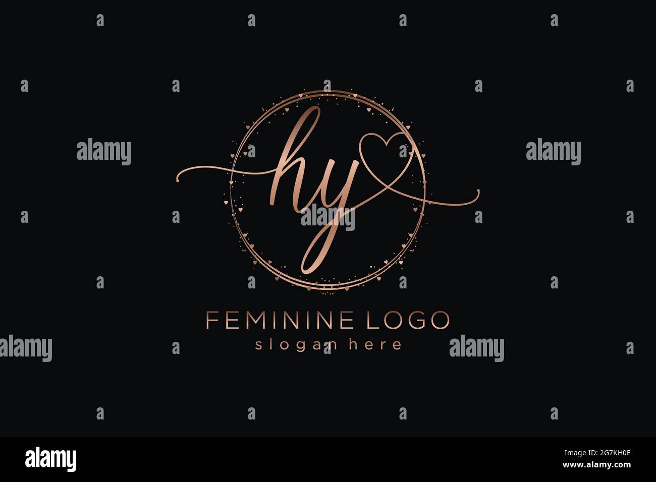 HY handwriting logo with circle template vector logo of initial wedding ...