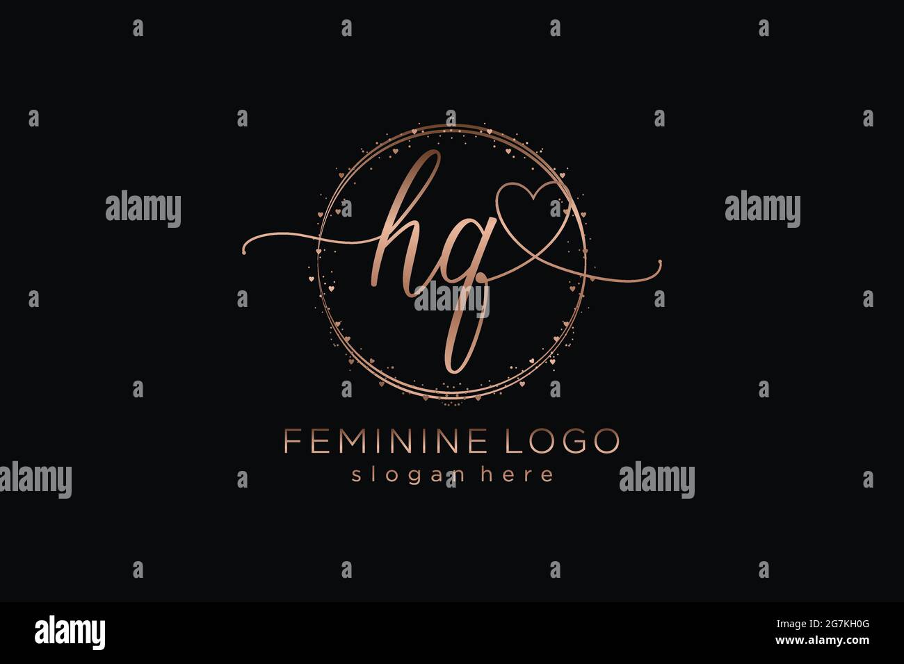 HQ handwriting logo with circle template vector logo of initial wedding, fashion, floral and botanical with creative template. Stock Vector