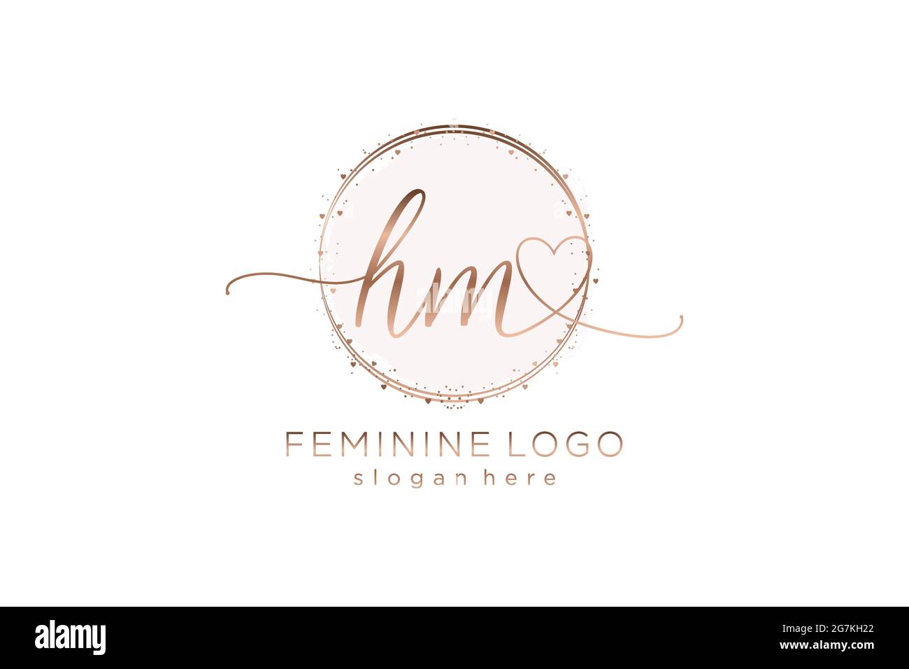 HM handwriting logo with circle template vector logo of initial wedding, fashion, floral and botanical with creative template. Stock Vector