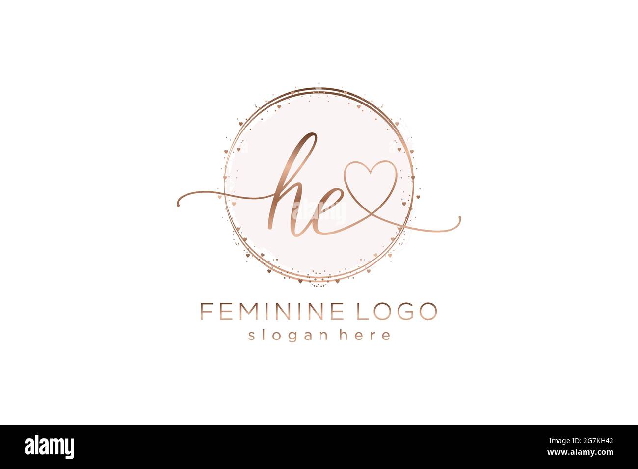 HE handwriting logo with circle template vector logo of initial wedding, fashion, floral and botanical with creative template. Stock Vector