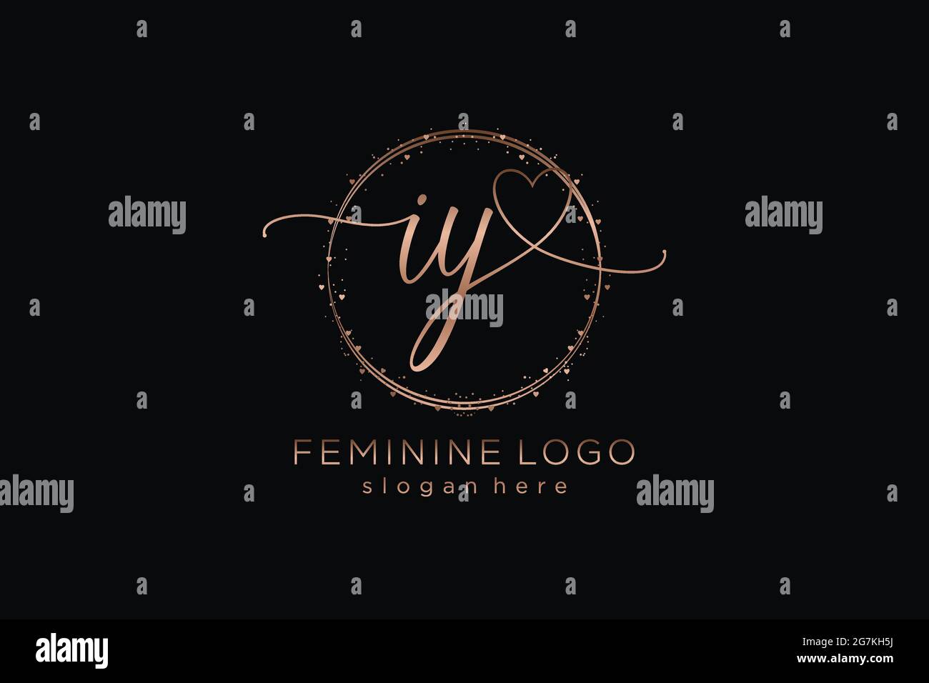 IY handwriting logo with circle template vector logo of initial wedding ...