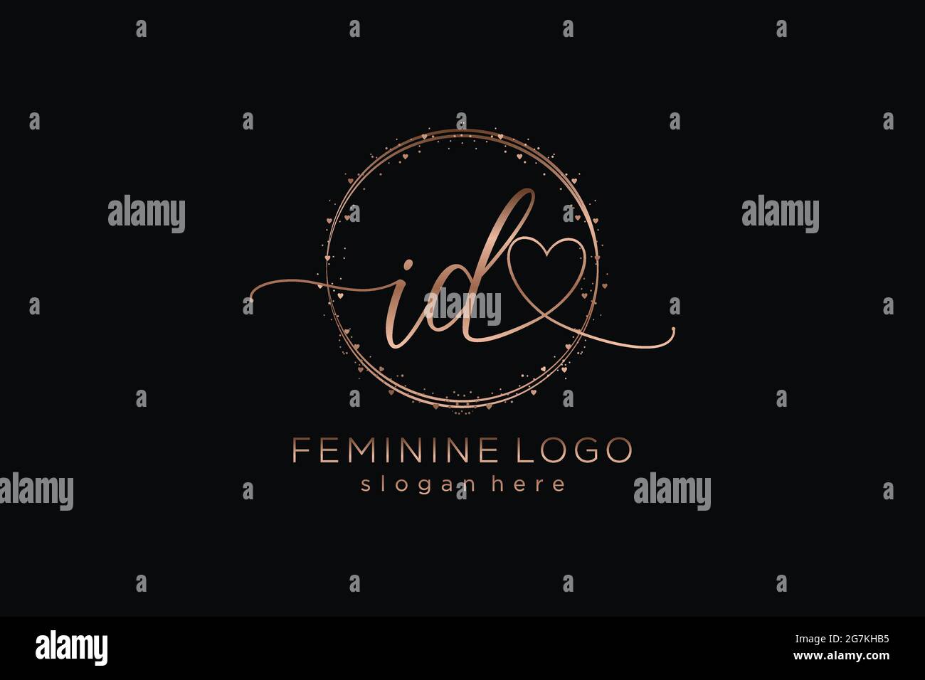 ID handwriting logo with circle template vector logo of initial wedding, fashion, floral and botanical with creative template. Stock Vector