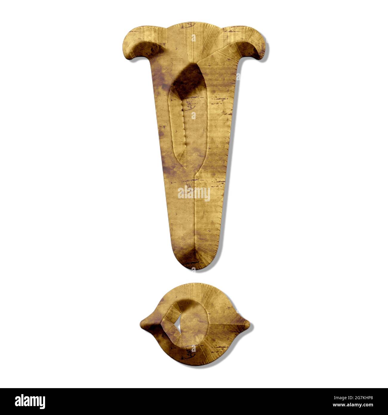 3D rendering of a wooden exclamation sign isolated on a white ...