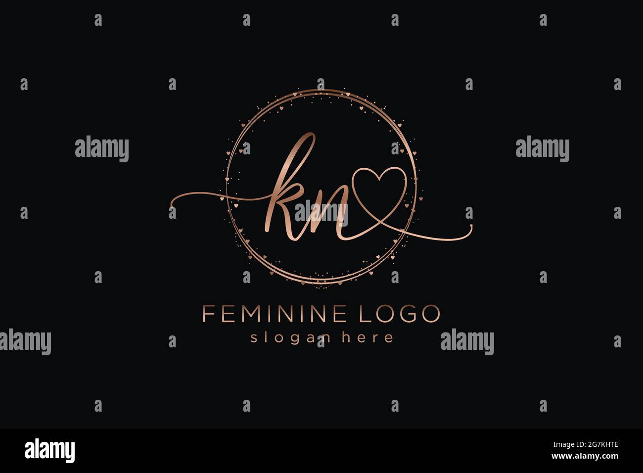 KN handwriting logo with circle template vector logo of initial wedding ...