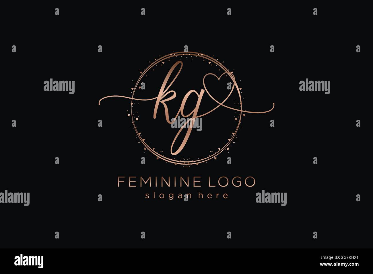 KG handwriting logo with circle template vector logo of initial wedding ...