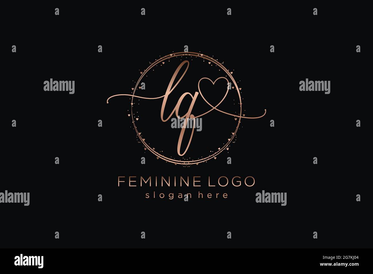 LQ handwriting logo with circle template vector logo of initial wedding ...