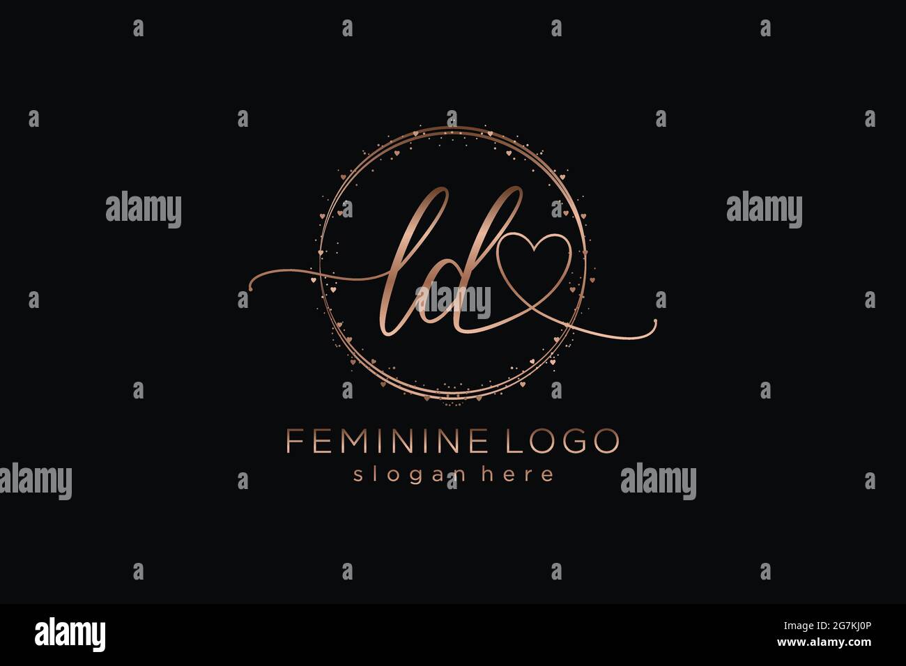 LD handwriting logo with circle template vector logo of initial wedding, fashion, floral and botanical with creative template. Stock Vector