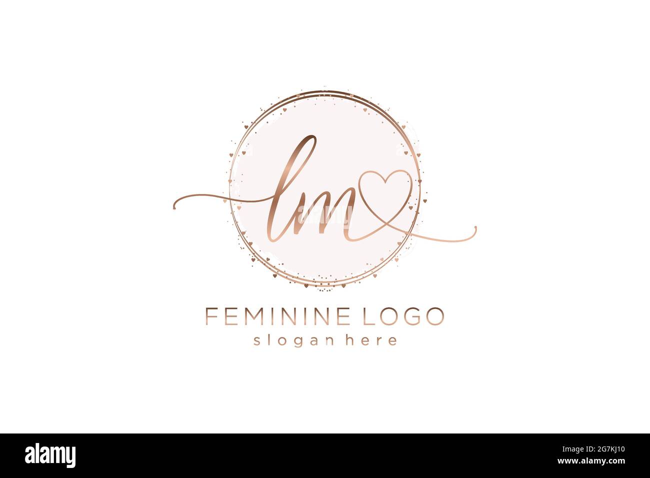 LM handwriting logo with circle template vector logo of initial wedding, fashion, floral and botanical with creative template. Stock Vector