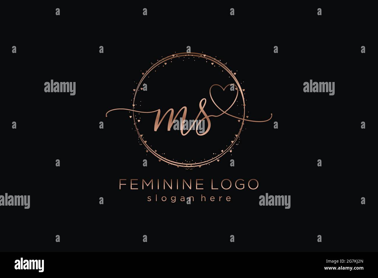 MS handwriting logo with circle template vector logo of initial wedding, fashion, floral and botanical with creative template. Stock Vector