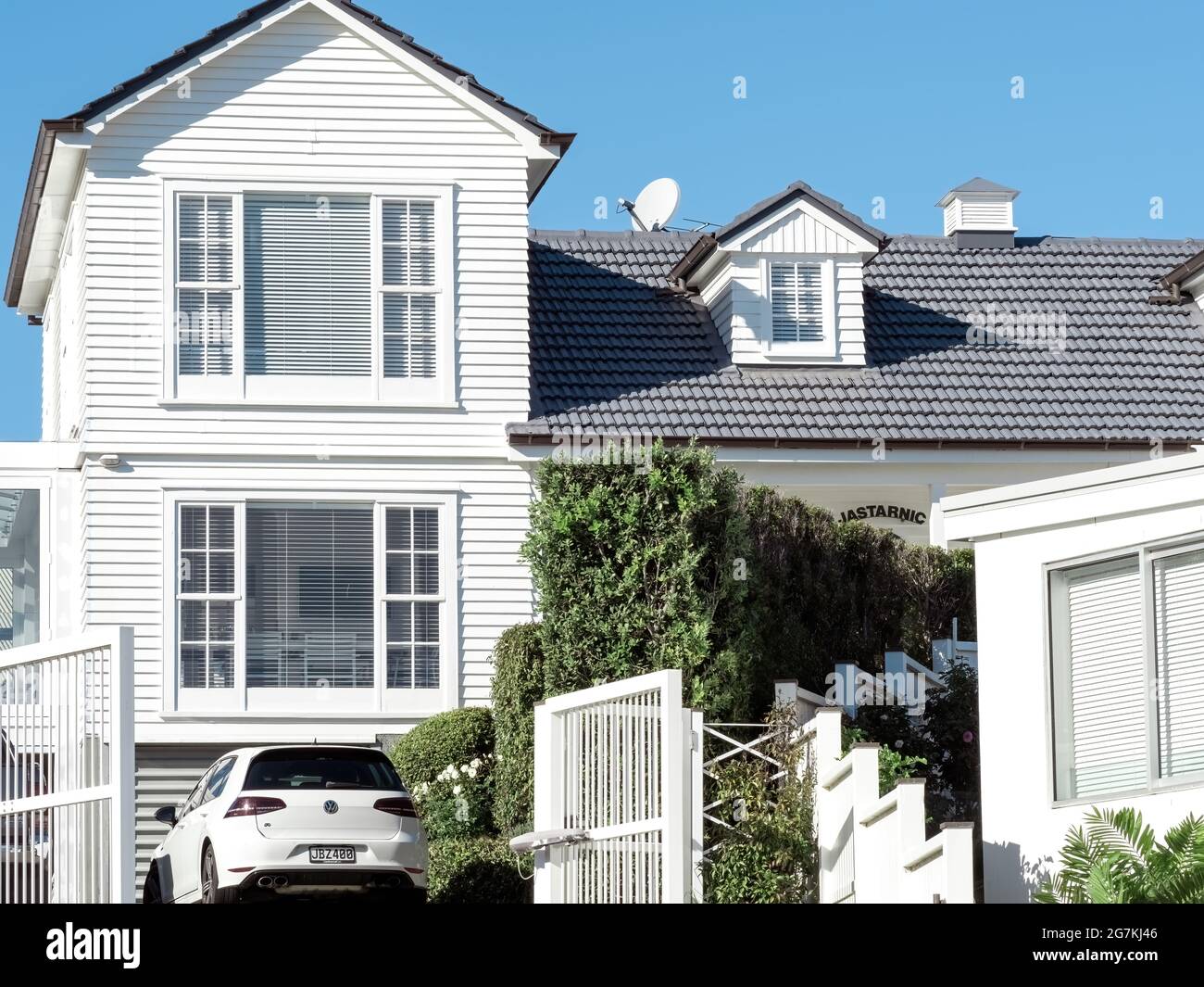 AUCKLAND, NEW ZEALAND Jun 21, 2021 View of white luxury residential