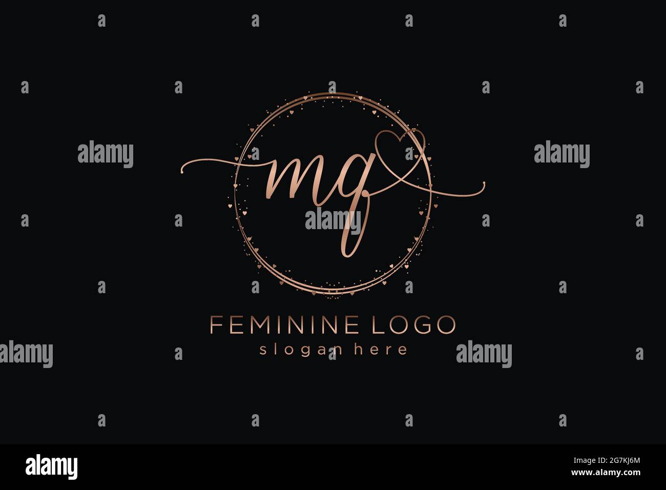 MQ handwriting logo with circle template vector logo of initial wedding ...