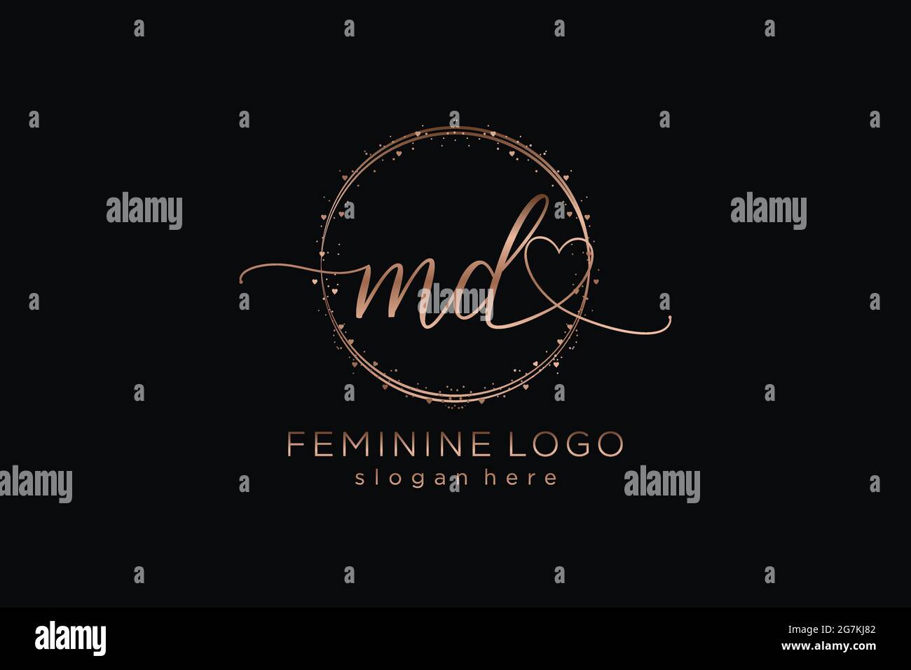 MD handwriting logo with circle template vector logo of initial wedding, fashion, floral and botanical with creative template. Stock Vector