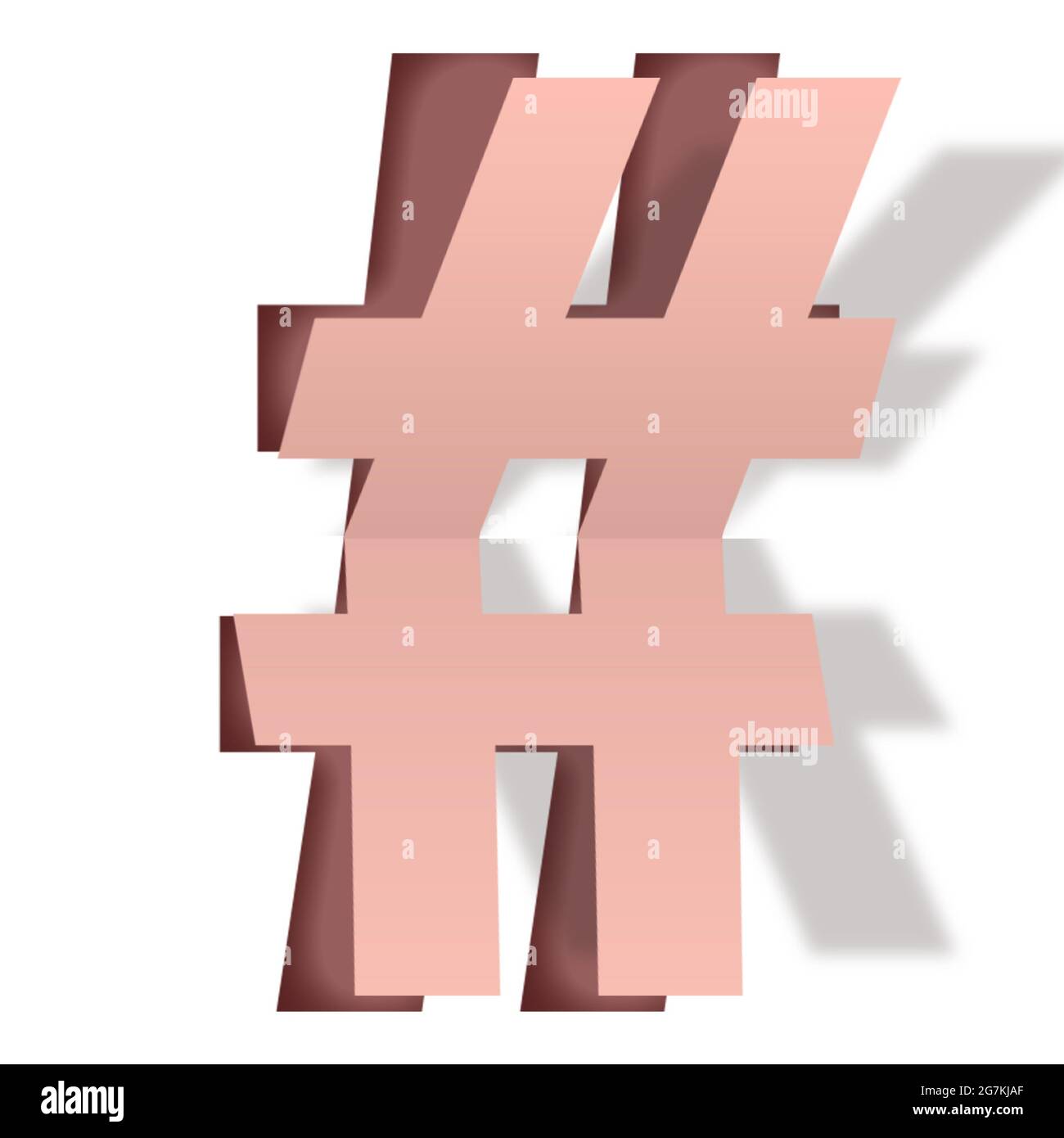 3D rendering of an abstract pink hashtag sign isolated on a white ...