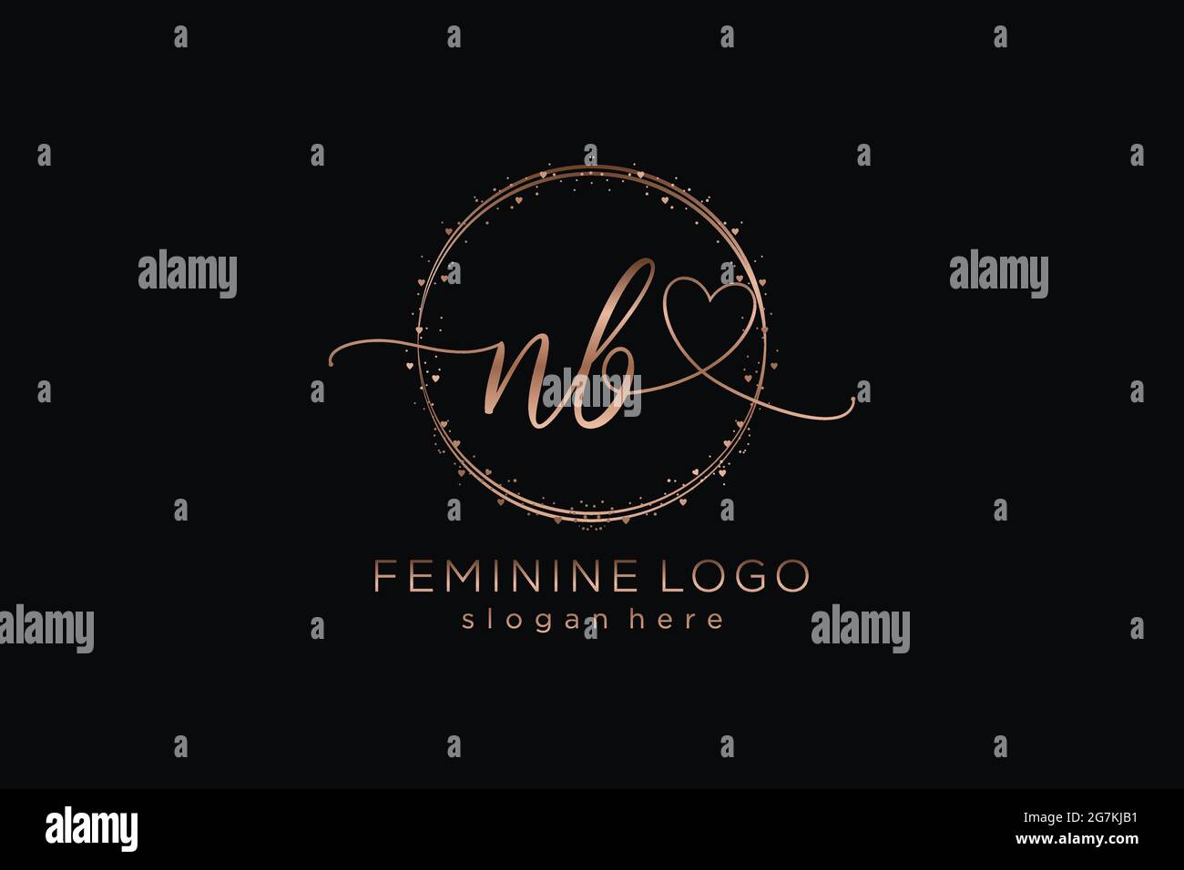 NB handwriting logo with circle template vector logo of initial wedding, fashion, floral and botanical with creative template. Stock Vector