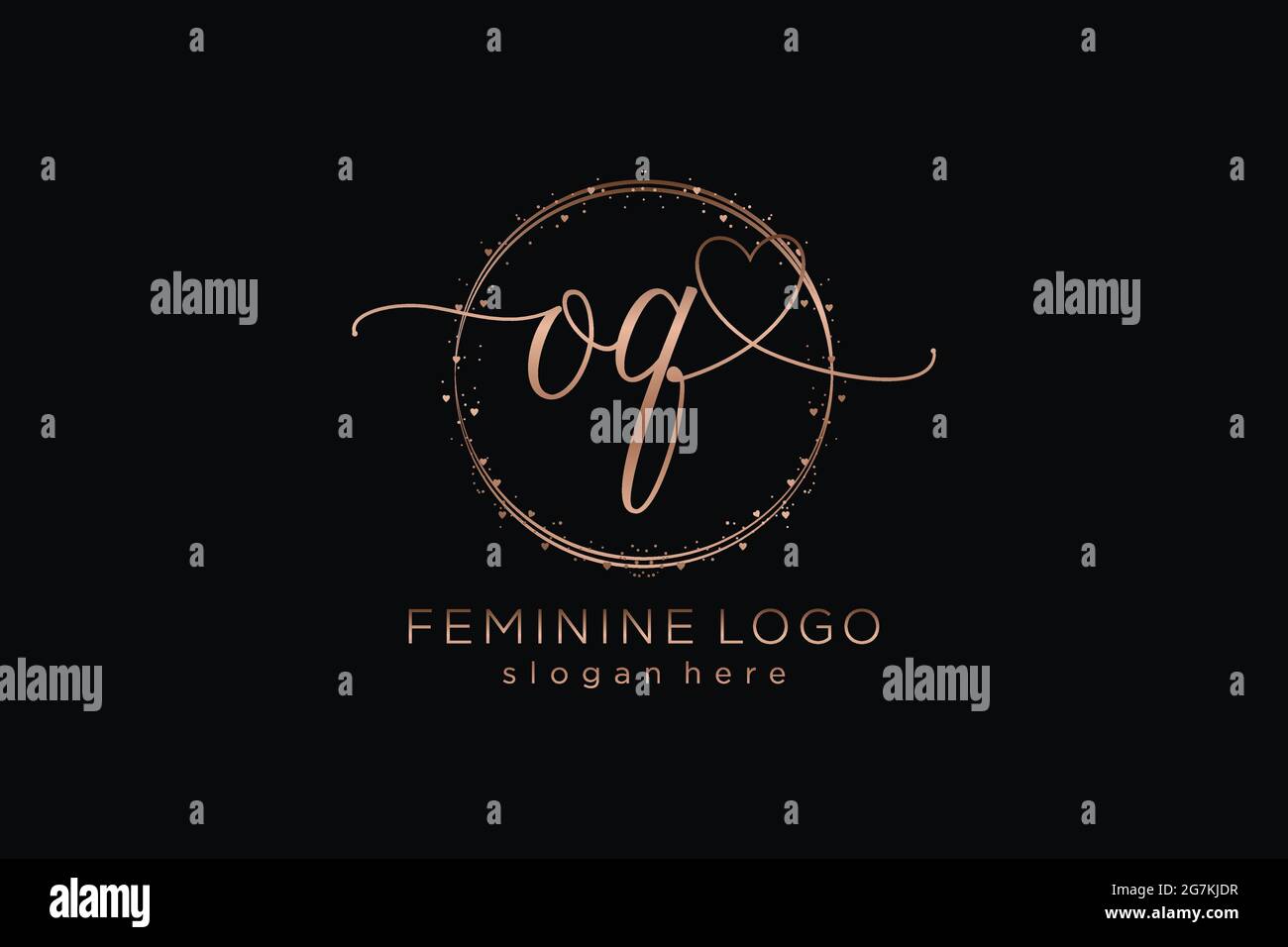 OQ handwriting logo with circle template vector logo of initial wedding, fashion, floral and botanical with creative template. Stock Vector