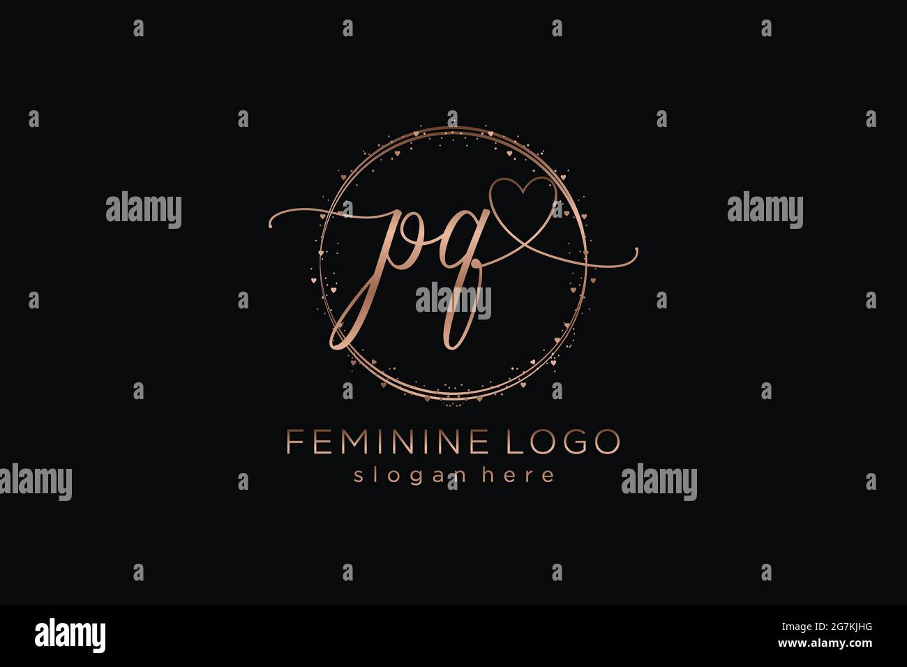 PQ handwriting logo with circle template vector logo of initial wedding ...