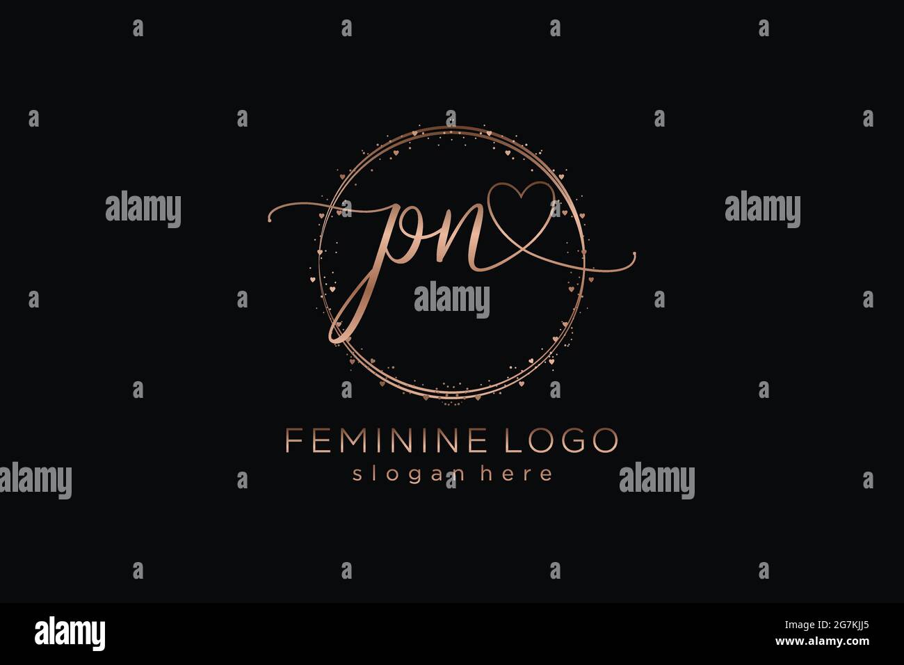 PN handwriting logo with circle template vector logo of initial wedding, fashion, floral and botanical with creative template. Stock Vector