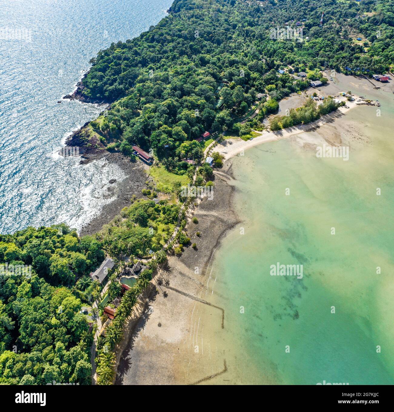 Aerial view of Bang Bao Cliff in koh Chang, Trat, Thailand Stock Photo