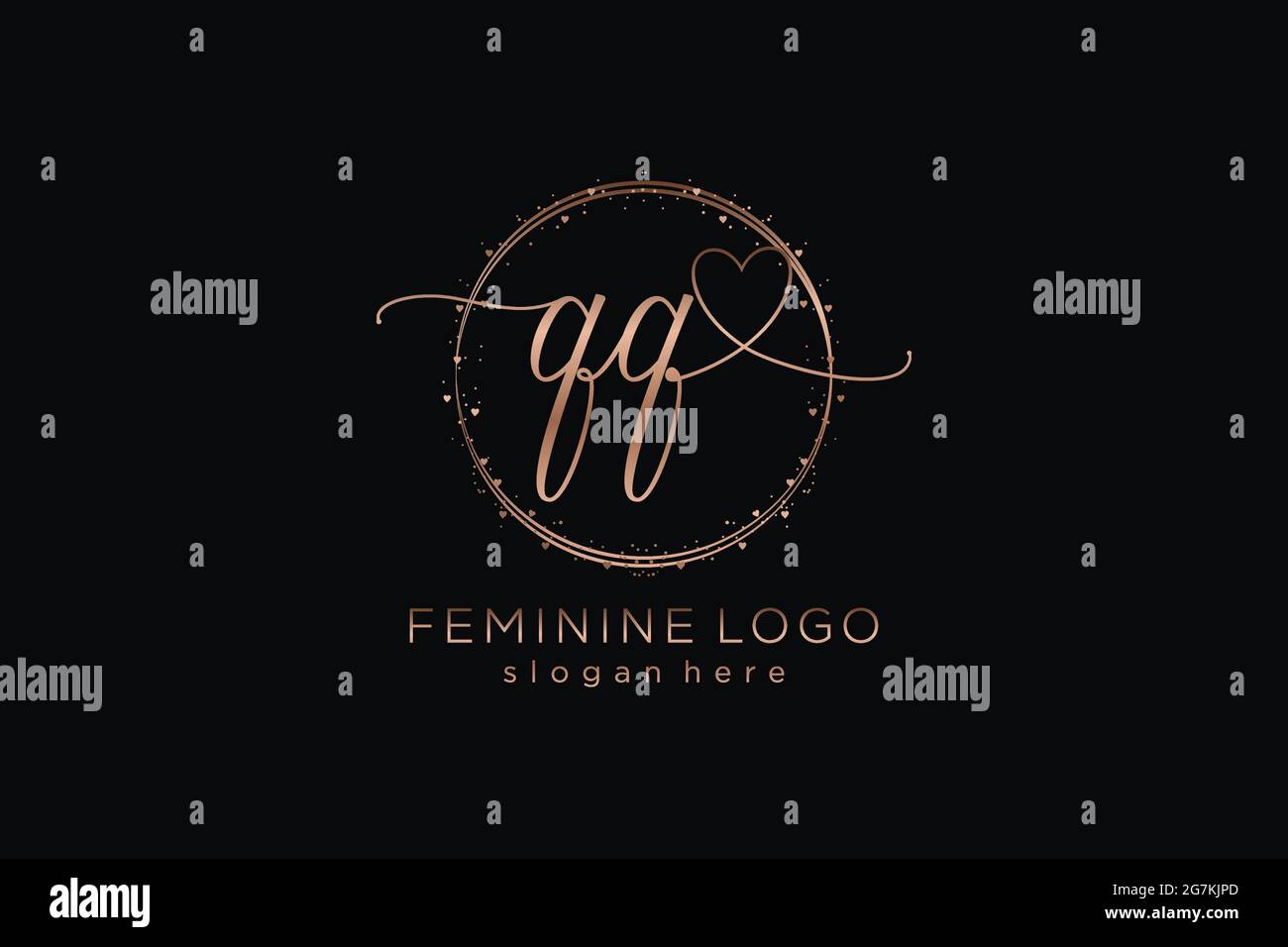 QQ handwriting logo with circle template vector logo of initial wedding ...