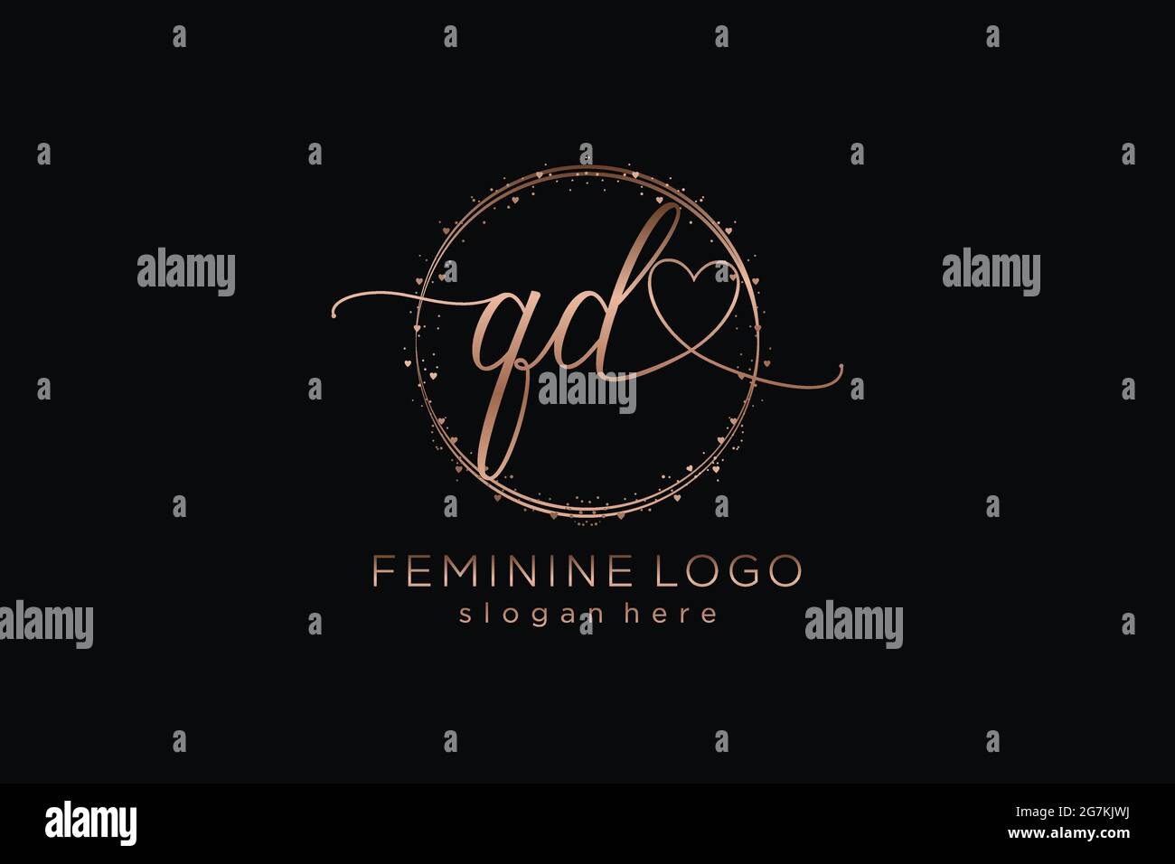 QD handwriting logo with circle template vector logo of initial wedding ...