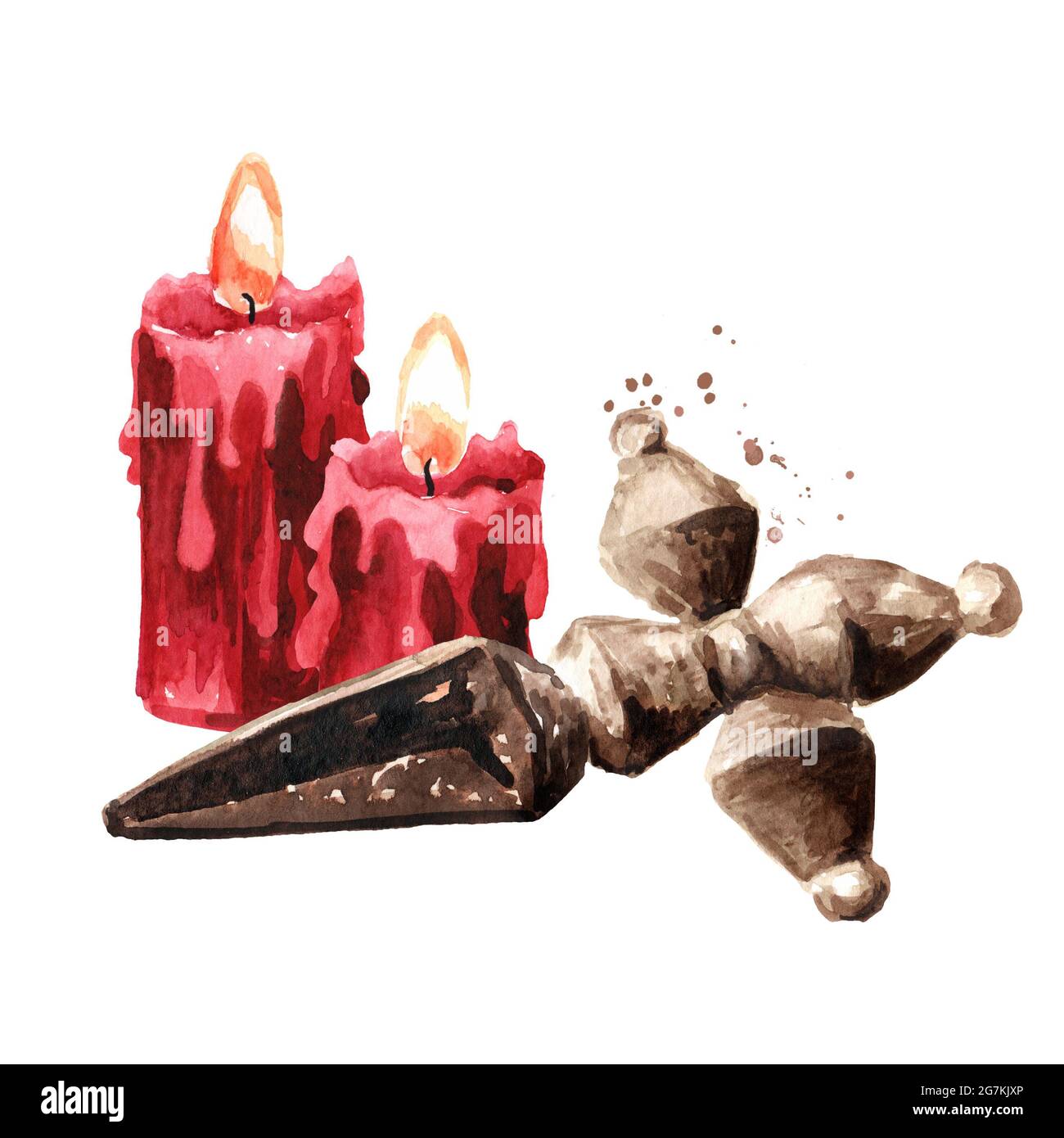 Ritual knife and candles. Witchcraft, Magic, Occult and esoteric