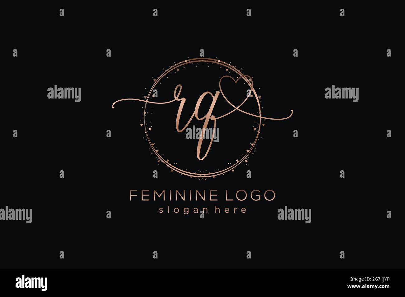 RQ handwriting logo with circle template vector logo of initial wedding ...