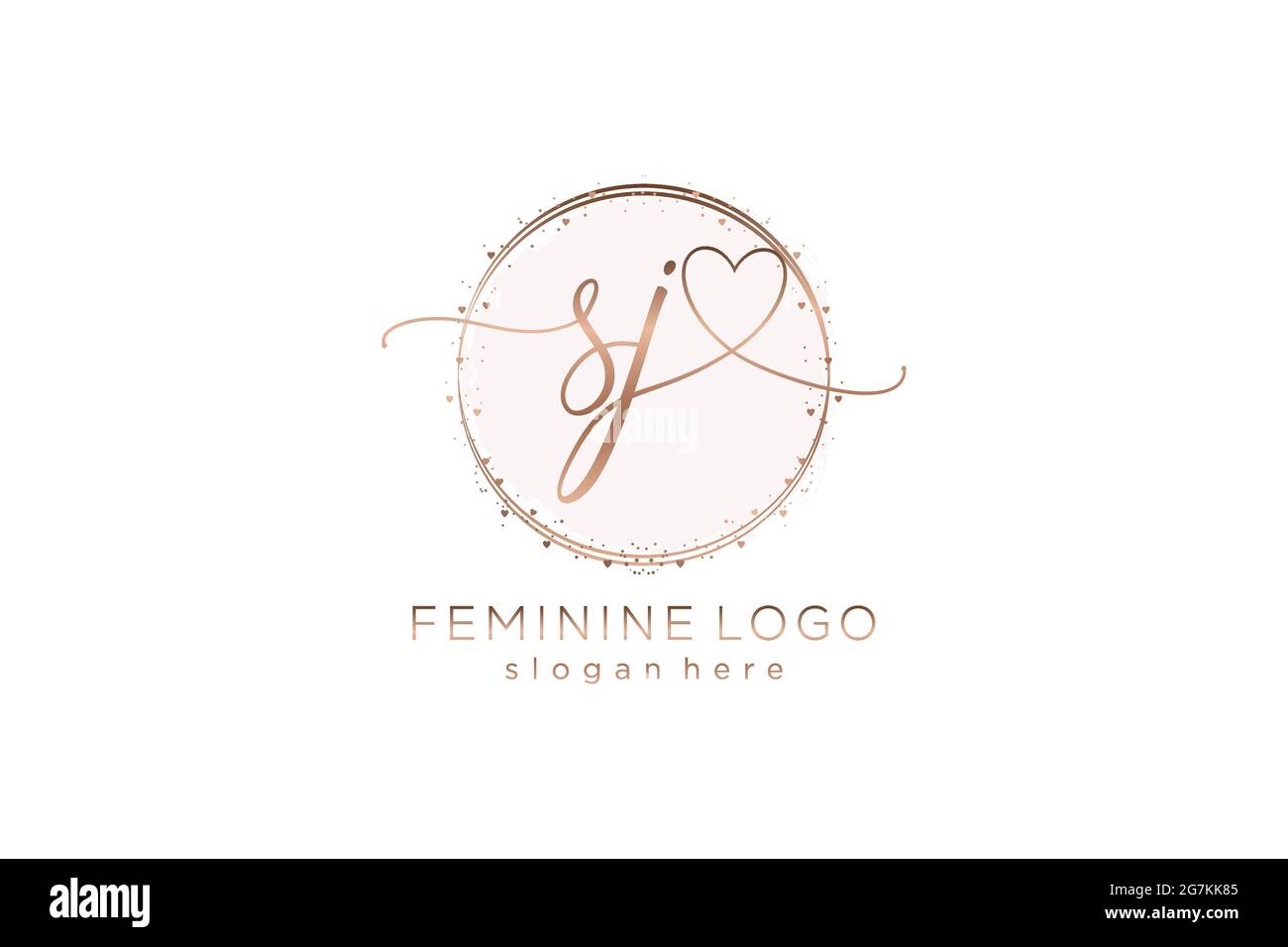 SJ handwriting logo with circle template vector logo of initial wedding, fashion, floral and botanical with creative template. Stock Vector