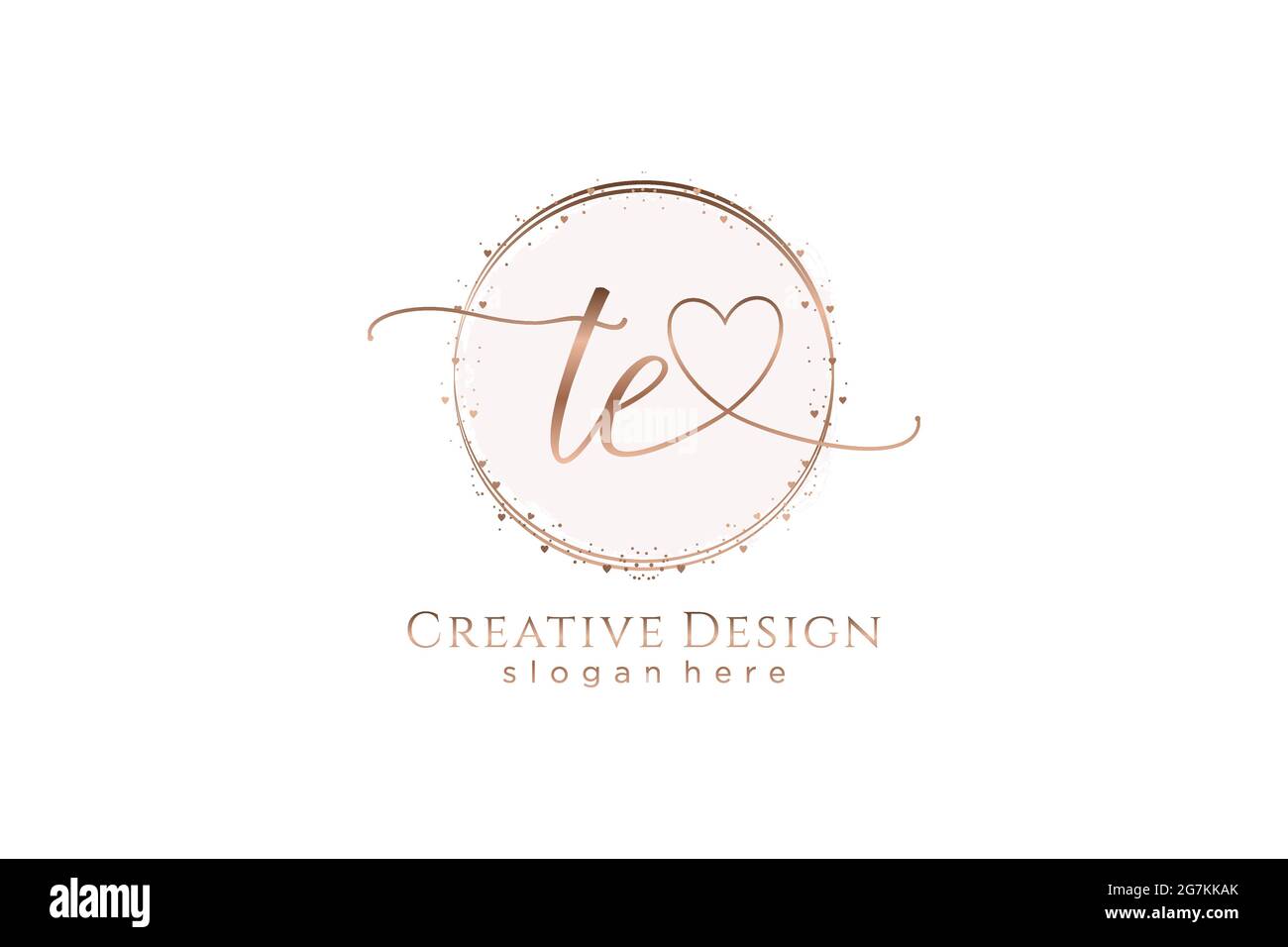 TE handwriting logo with circle template vector logo of initial wedding, fashion, floral and botanical with creative template. Stock Vector