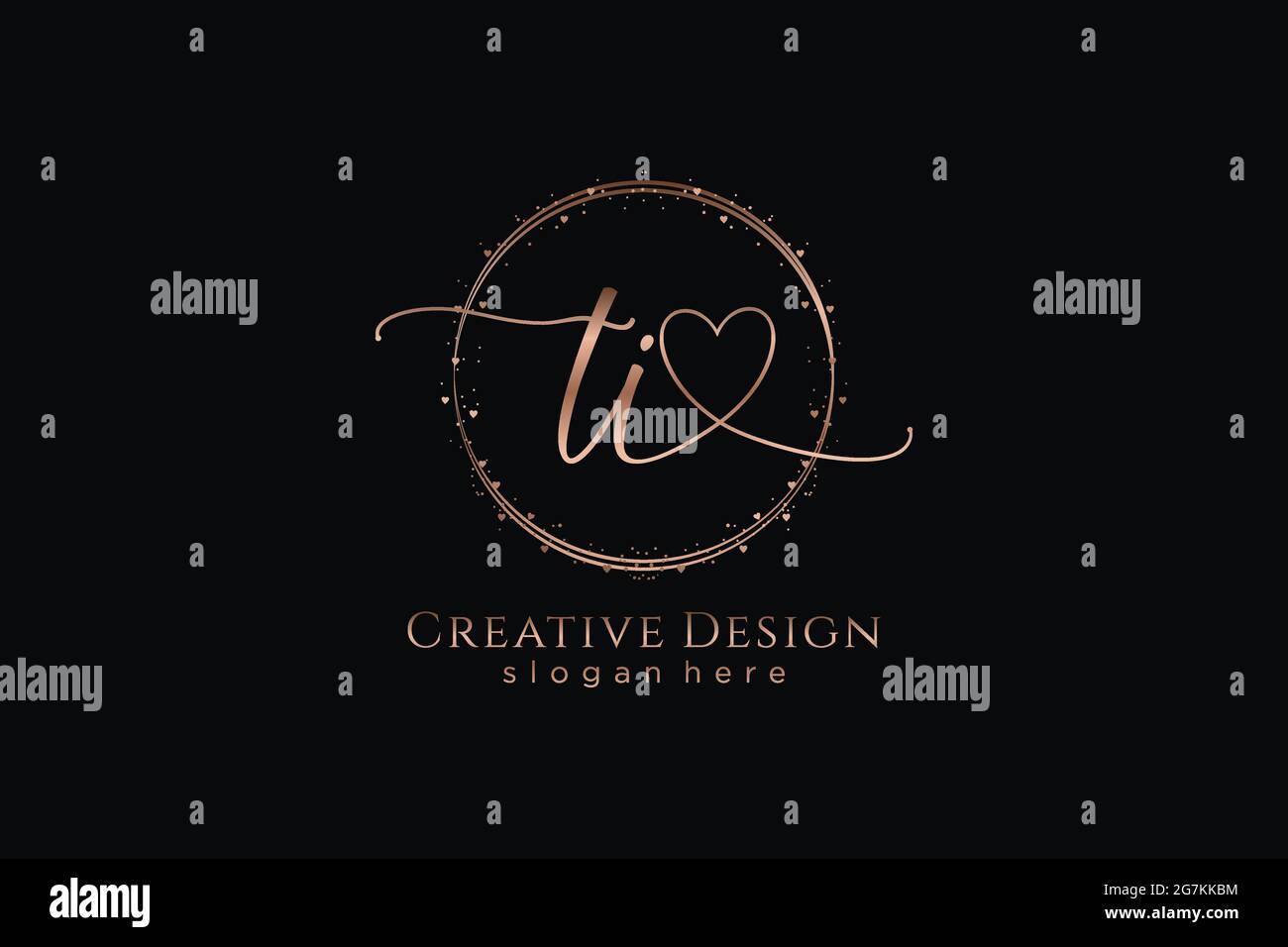 TI handwriting logo with circle template vector logo of initial wedding ...