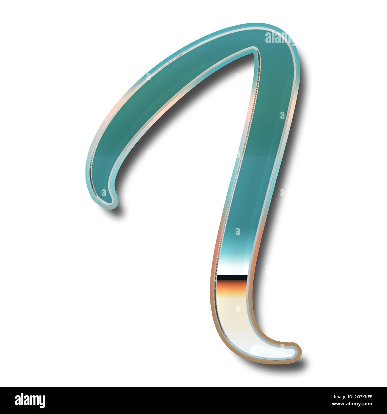 3D rendering of the wavy blue "J" letter isolated on white background ...