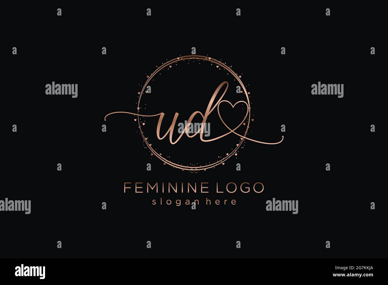 UD handwriting logo with circle template vector logo of initial wedding, fashion, floral and botanical with creative template. Stock Vector