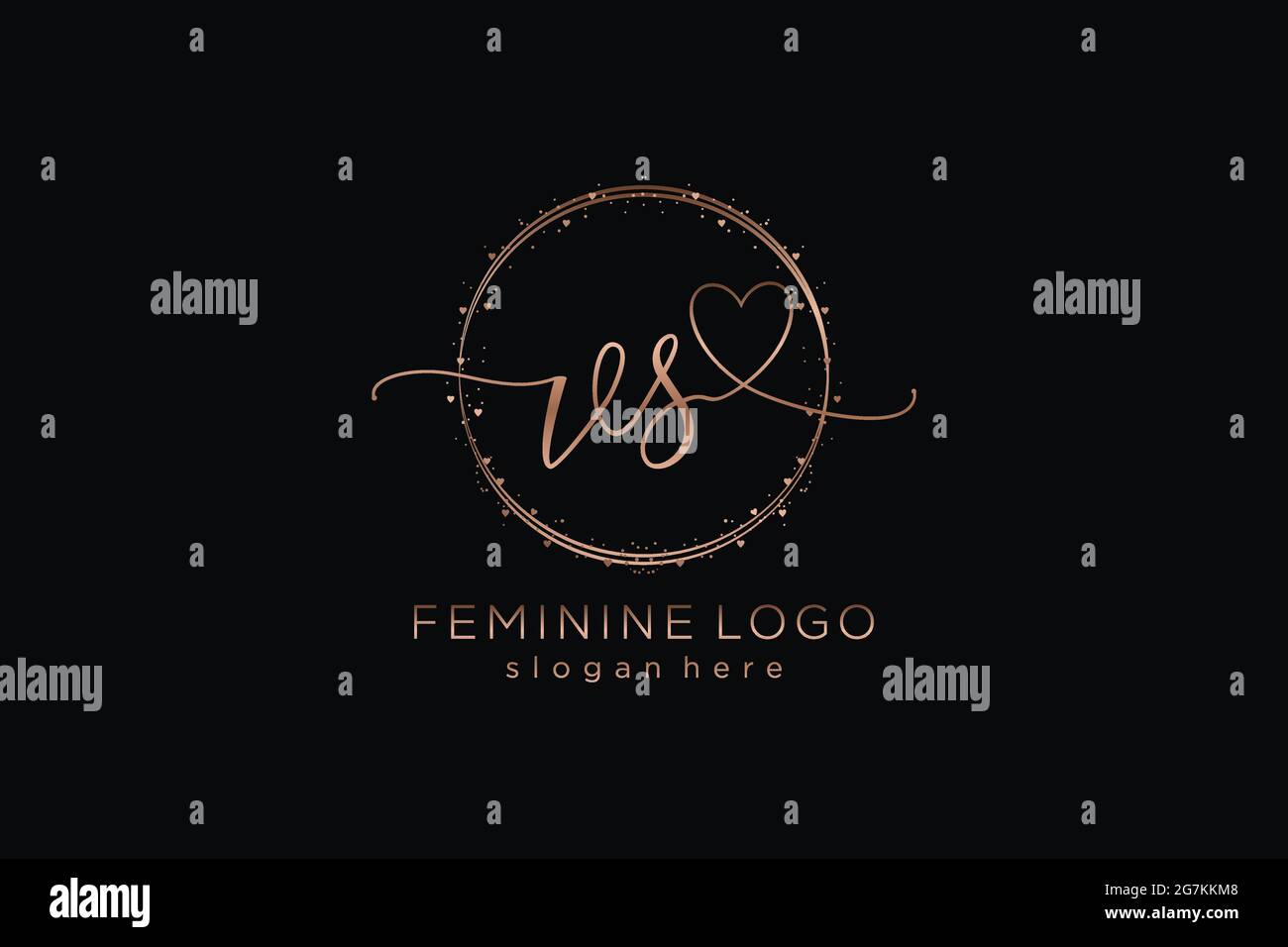 VS handwriting logo with circle template vector logo of initial wedding, fashion, floral and botanical with creative template. Stock Vector