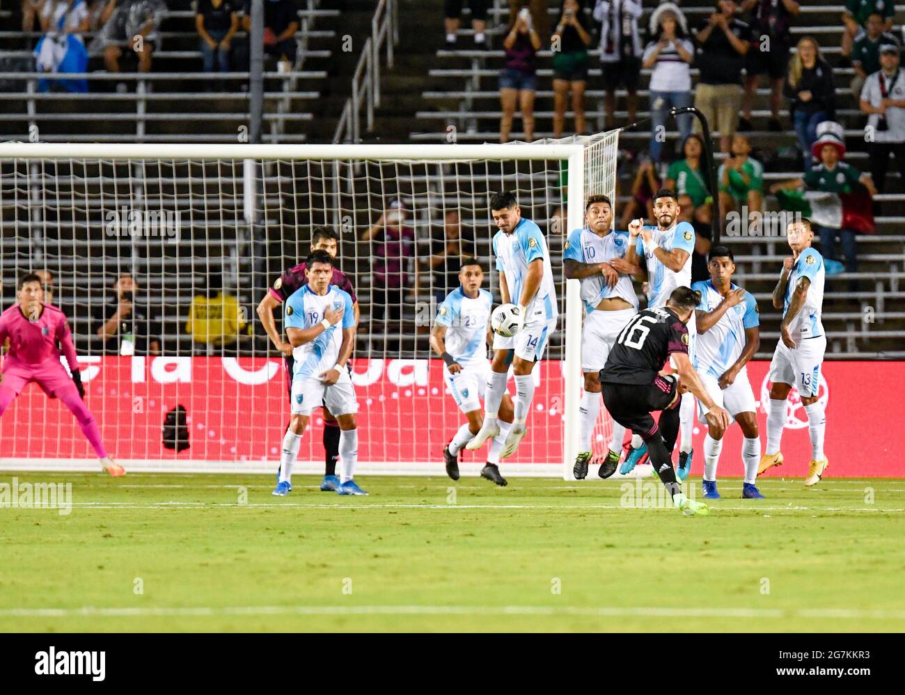 Jul 14, 2021: Mexico midfielder Hector Herrera (16) takes a penalty kick in the first half during a CONCACAF Gold Cup game between Mexico and Guatemala at the Cotton Bowl Stadium in Dallas, TX Mexico defeated Guatemala 3-0Albert Pena/CSM Stock Photo