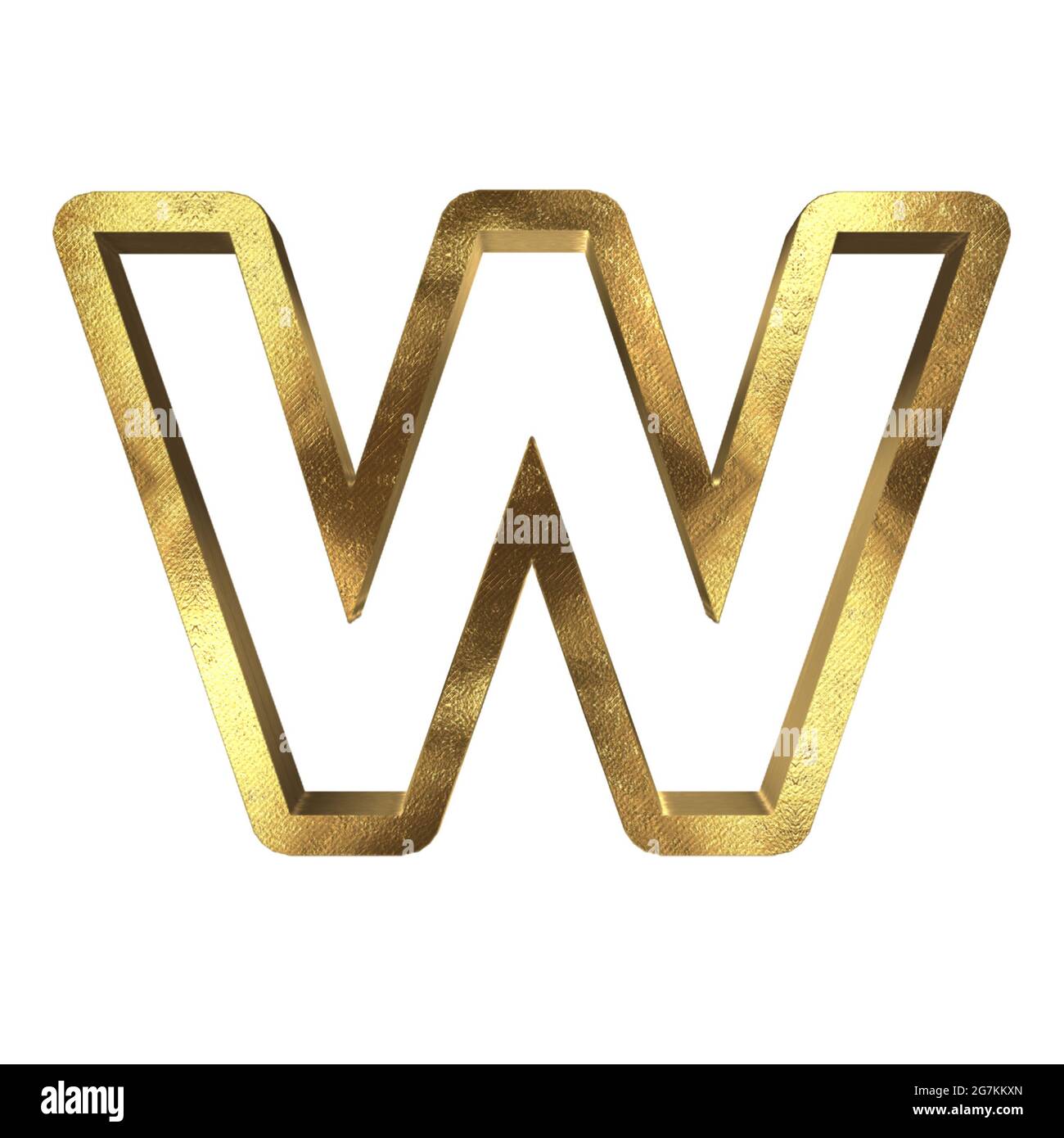 3D rendering of the golden "W" letter isolated on white background ...