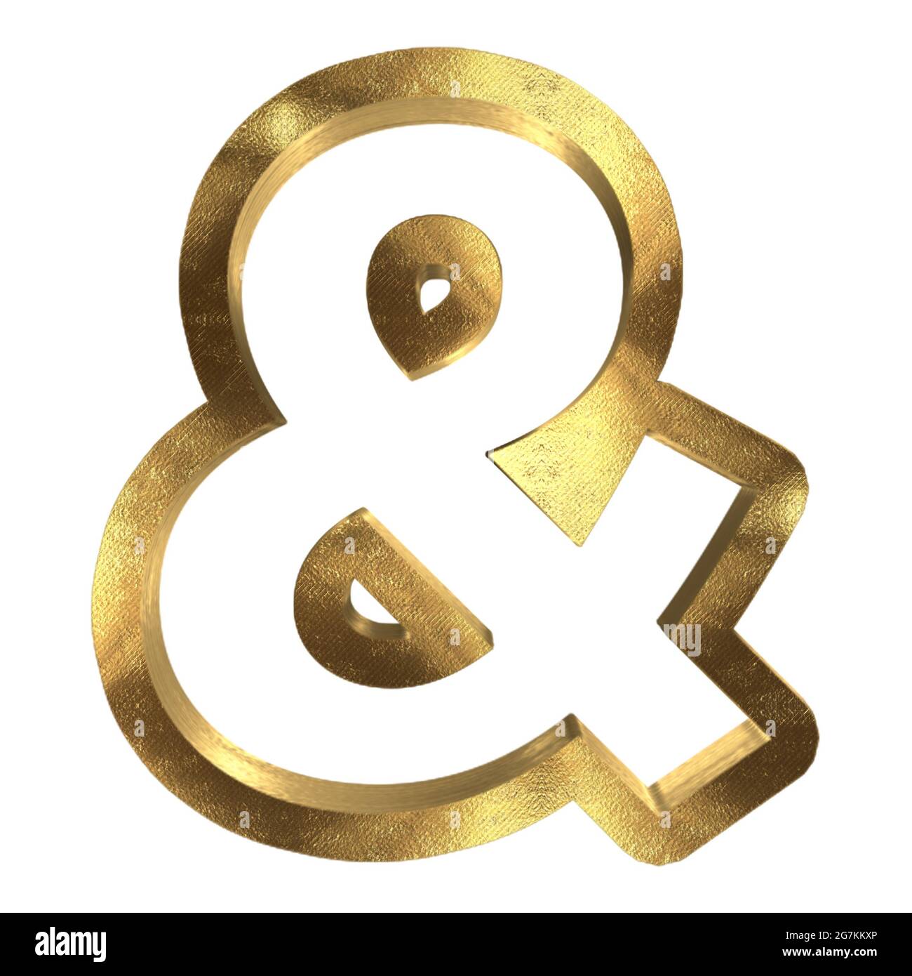 3D rendering of the golden ampersand sign isolated on white background ...